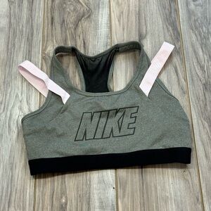 Nike Heather Gray Sports Bra with Light Pink Accents